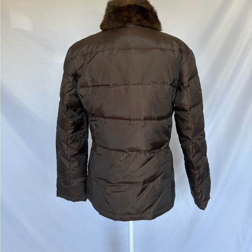 Oscar de la renta Brown Puffer Jacket with Fur Trim - Picture 2 of 5